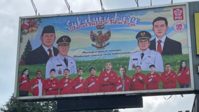 Foto Ketua DPD PSI Kota Sukabumi Tidak Tampak Dalam Billboard Ucapan Tahun Baru Yang Dipasang di Sekitar Jln Perintis