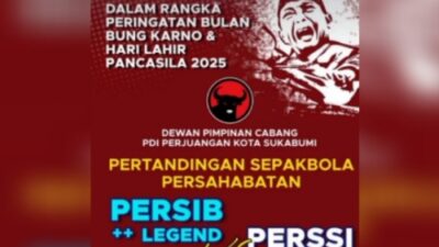 DPC PDI Perjuangan Kota Sukabumi Gelar Laga Persahabatan Sepak Bola Peringati Bulan Bung Karno dan Hari Lahir Pancasila